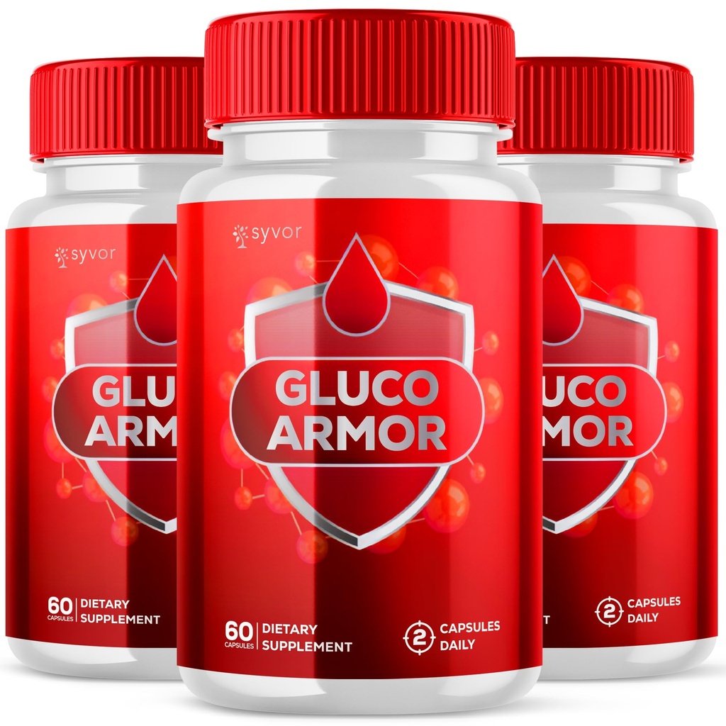(3 Pack) Gluco Armor Capsules, Official Gluco Armor Pills with All Natural Ingredients, Advanced GlucoArmor Blood Health Support with Maximum Strength, Premium Vitamins for Women & Men (180 Capsules)