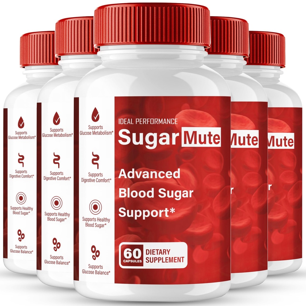 Sugar Mute Capsules, Official Sugar Mute Blood Support Supplement Pills - Maximum Strength, All Natural Healthy Circulation & Stable Levels, Advanced Formula SugarMute Health Support Reviews (5 Pack)