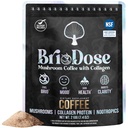 Briodose Adaptogenic Mushroom Coffee with Grass-Fed Collagen & Lion's Mane – Jitter-Free Energy, Focus & Glowing Skin – L-Theanine, Chaga, 45mg Caffeine – NSF Certified Instant Coffee – 30 Servings