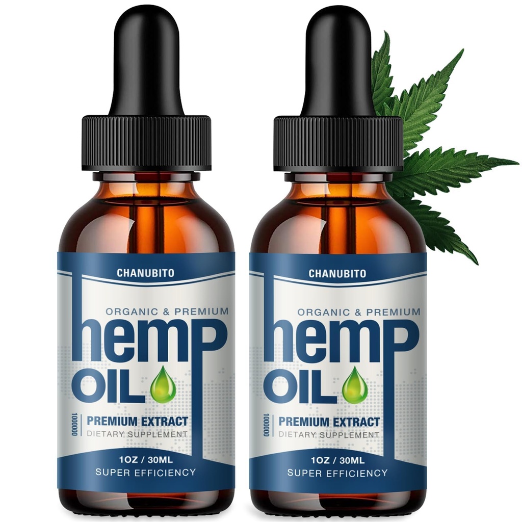 (2 Pack) Hemp Oil Organic High Potency - Relieve Good Mood - 100% Natural Hemp Drops 1,000,000 Maximum Strength -Hemp Oils Tincture for Pain Relief, Sleep, Skin, Vegan, Non-GMO