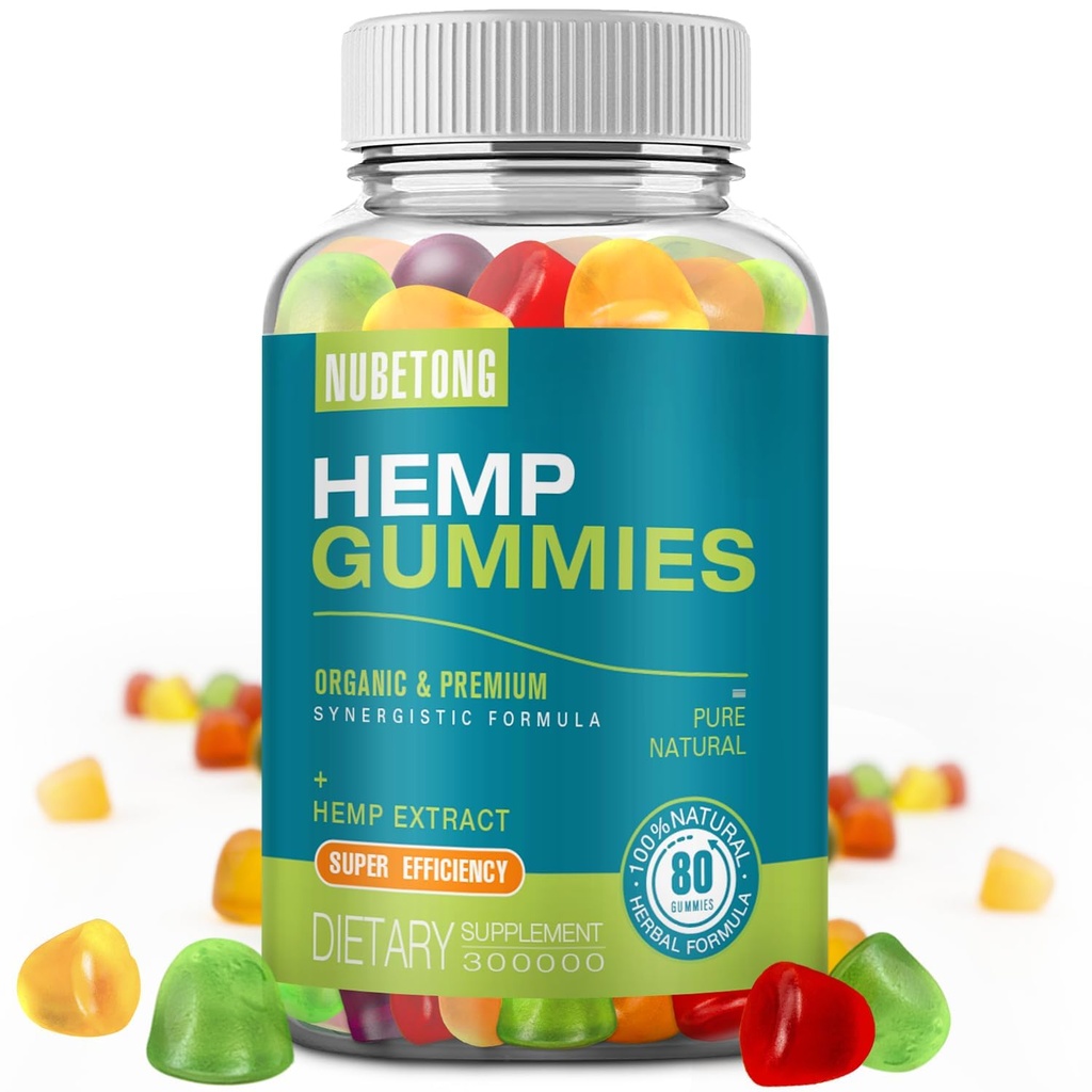 Hemp Gummies - High Potency Organic Hemp Oil Extract, Extra Strength Edible Supplement for Sleep, Pain, Anxiety - Vegan-Friendly Gummies for Adults