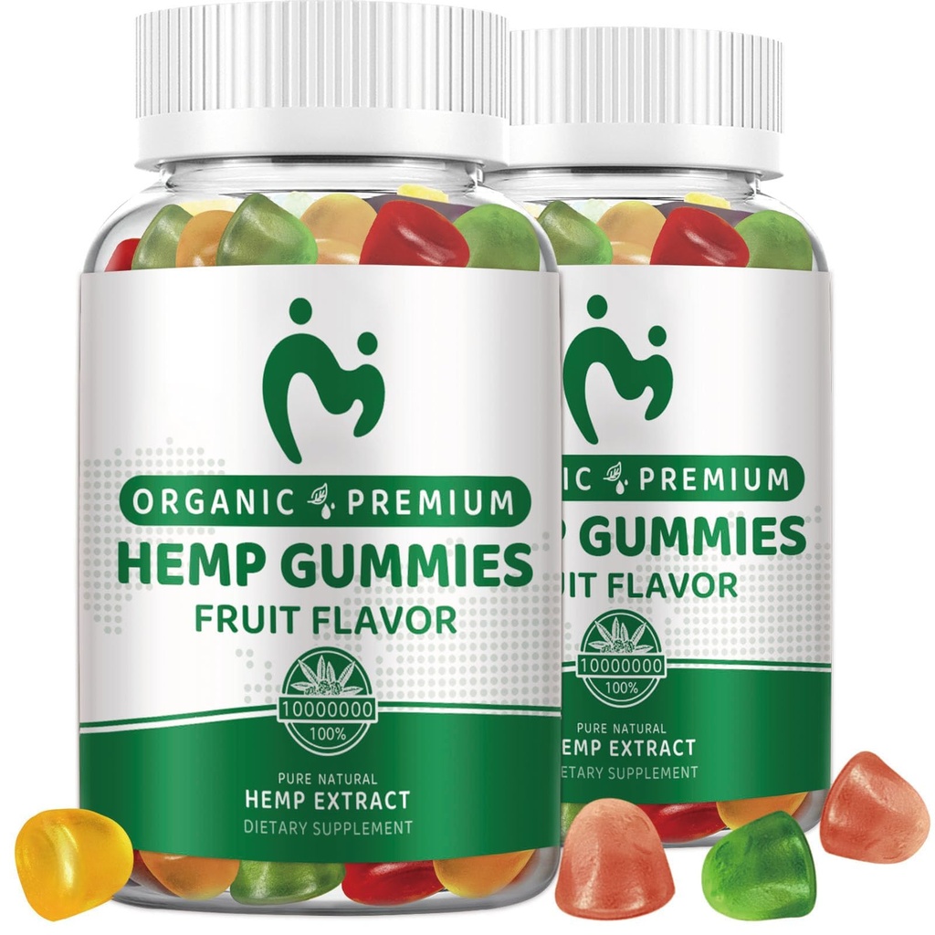 (2 Pack) Hemp Gummies for Sleep, Pain, Relaxation & Anxiety - Natural Pure Extra Strength Organic Hemp Oil Extract Vegan Low Sugar Hemp Gummy for Adults