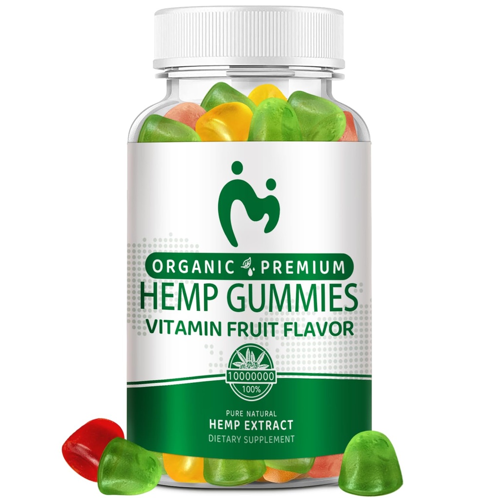 Hemp Gummies for Pain, Sleep, Anxiety - High Potency Pure Organic Hеmp Oil Extract Supplement - 100% Natural Hemp Gummy - Vegan Non-GMO