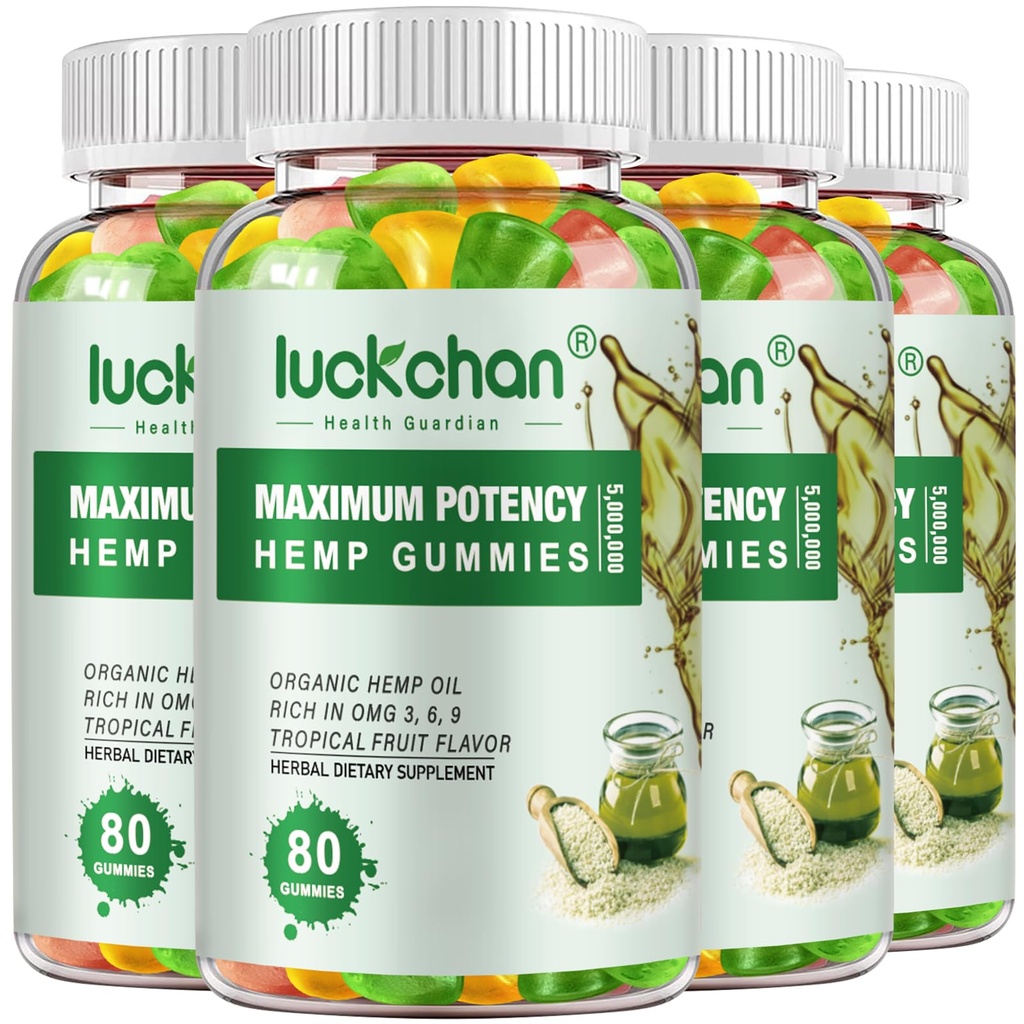 Hemp Gummies Advanced Extra Strength for Sleep Pain Anxiety - High Potency Natural Hеmp Oil Infused Gummies, Hemp Gummy for Adults-4 Packs