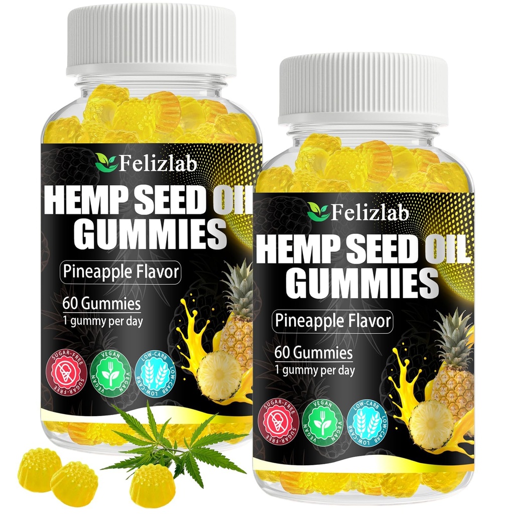 Hemp Gummies for Sleep Pain Anxiety -120 Count Plant Based Natural Hemp Oil Extract Gummy with Omega & Vitamin B for Relaxation and Peace - in a Raspberry Shape (Pineapple Flavor)