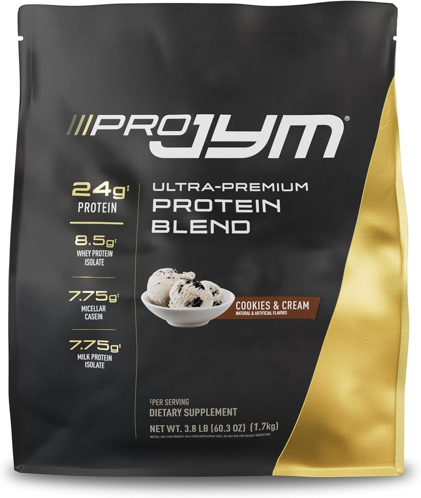 Pro JYM Cookies et poudre de protéines de crème - Isolats de protéines de lactosérum, caséine et protéines de lait, construction de muscles maigres pour les hommes et les femmes, science supplément JYM, 45 portions