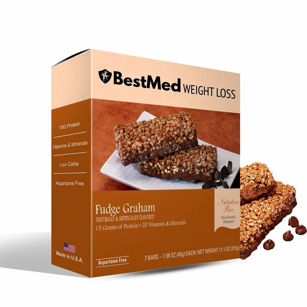 BestMed - High Protein Nutrition Bar - Low-Carb, 15g Protein, Low Sugar, Low Calorie, Meal Replacement Bar (Fudge Graham, 4 Box - 28 Count)