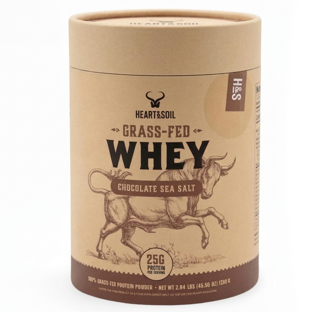 100% Grass Fed Whey Chocolate Protein Powder – Only Four Ingrediants, Absolutely Nothing Artificial – 25g of Grass Fed Whey Protein Per Serving – Clean Post Workout Recovery Powder – 2.84 lbs