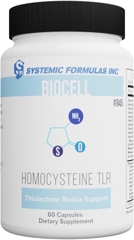 Systemic Formulas HomoCysteine TLR Thiolactone Redux Support 60 Capsules, Biocell #845. Contains Antioxidants That Protect The Heart, Cardiovascular System and Brain from Elevated homocysteine