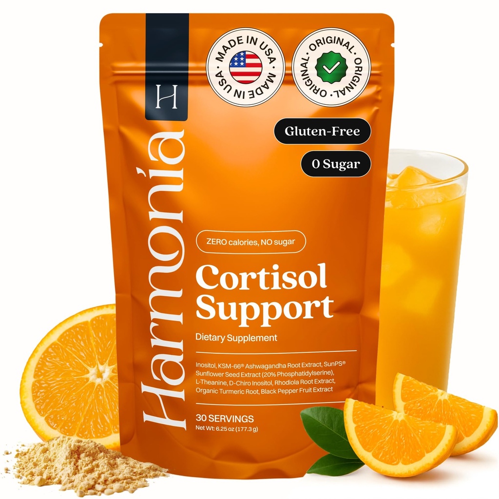 Harmonia Cortisol Cocktail | Cortisol Supplements for Women & Men with Ashwagandha, Magnesium & L-Theanine | Drink Harmonia for Stress Relief, Weight Management & Sleep Support (1 Pack x 30 Servings)
