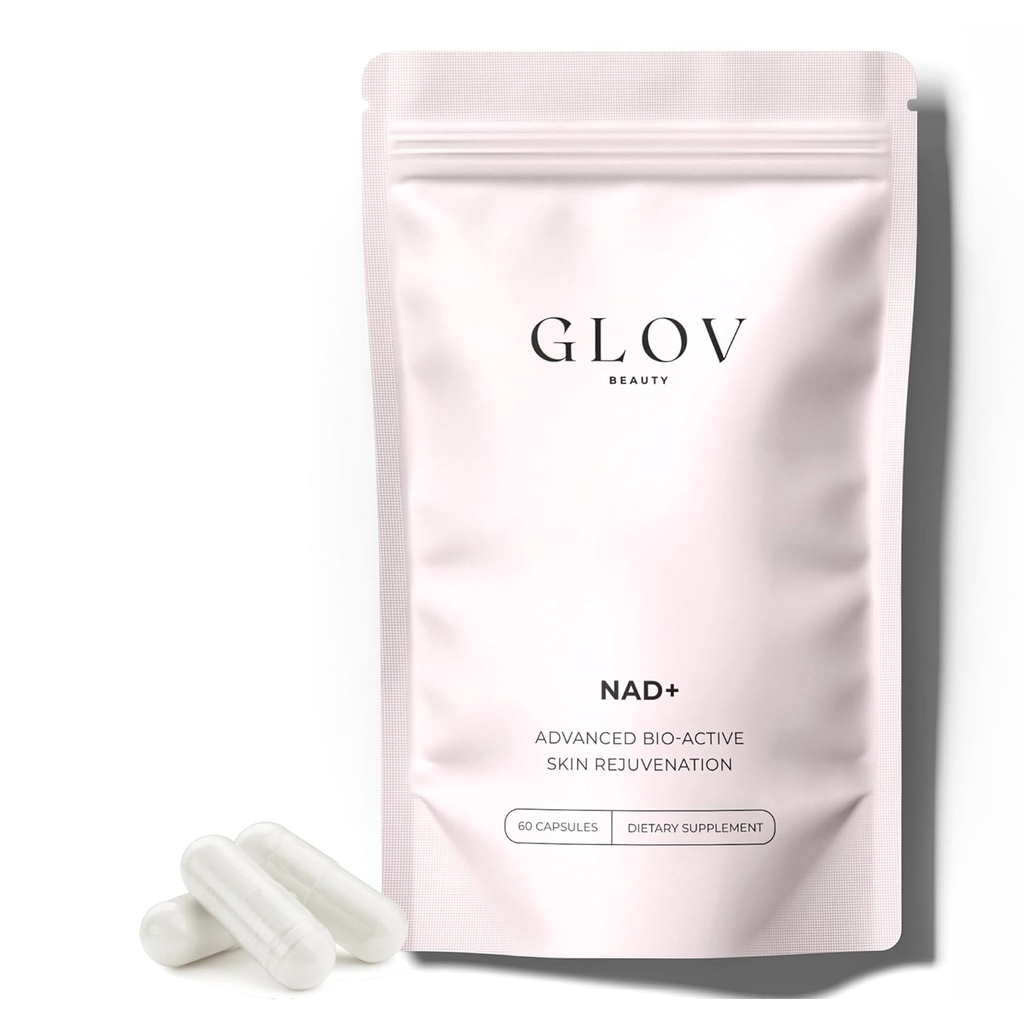 Glov Beauty NAD+ Supplement Capsules - Skin Rejuvenation with Resveratrol, Urolithin A & CoQ10, NAD Supplements for Women 40+, NAD Plus for Healthy Aging, Radiant Skin & Cellular Energy, 60 Veg Caps