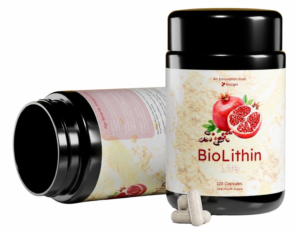 BIOLIGHT BioLithin Lite | Premium Urolithin A Complex w/Taurine | Mitochondrial Recycling, Daily Cellular Energy, Vitality & Longevity Support | 120 Capsules, 1-Month Supply