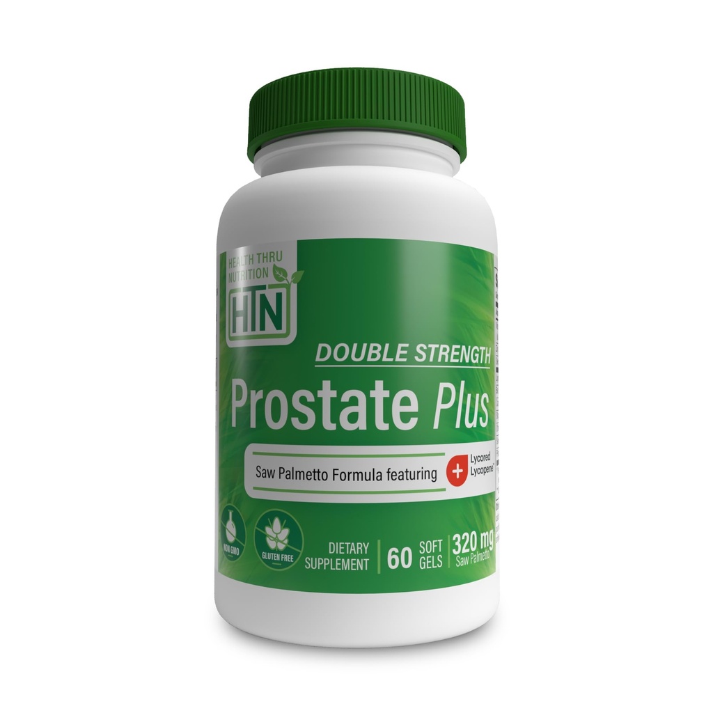 Health Thru Nutrition Prostate Plus Double Strength with Saw Palmetto Extract, Lycopene as Lycored, Plant Sterols, Selenium, Zinc and Pumpkin Seed | Complete Prostate Support (Pack of 60)