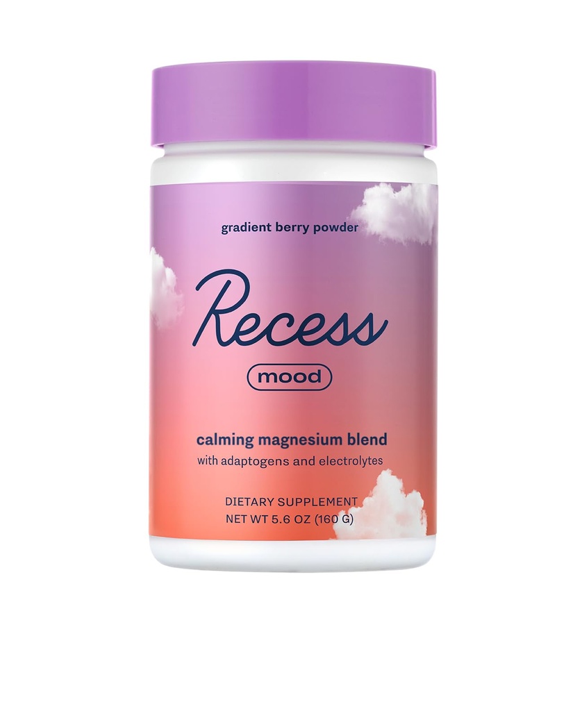 Recess Mood Powder, Calmant Magnésium L-Thréonate Mélange avec Passion Flower, L-Theanine, Electrolytes, Magnésium Calm Support Supplément poudre - Gradient Berry 28 Servir Tub
