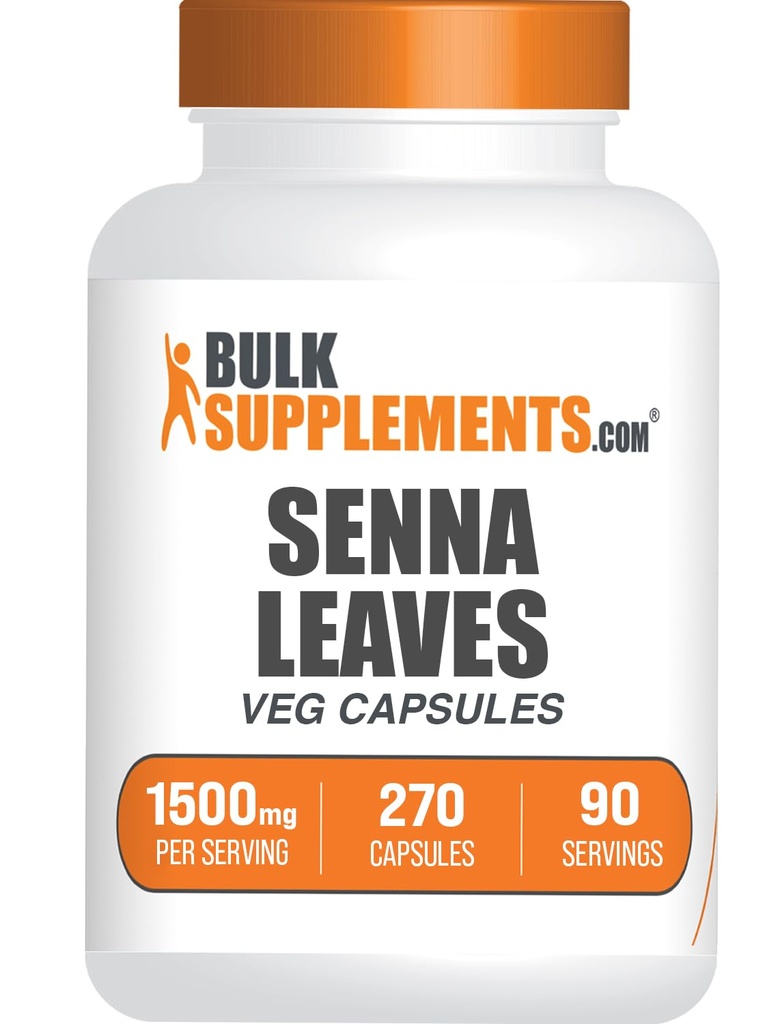 BulkSupplements.com Senna Leaf Extract Capsules - Cassia Angustifolia Sourced from Senna Leaves, Herbal Supplement - Vegan, 3 Capsule per Serving (1500mg), 270 Count (Pack of 1)