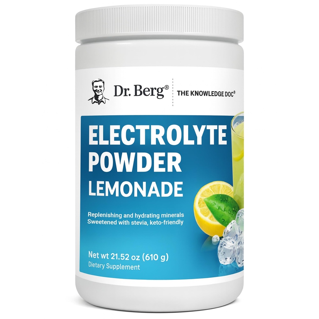 Dr Berg Zero Sugar Hydratation Poudre d'électrolyte de kéto - Augmentation de 1000 mg de potassium et de sel de l'Himalaya rose réel (sel de table de NOT) - supplément de mélange d'hydrate de limonade - 100 portions