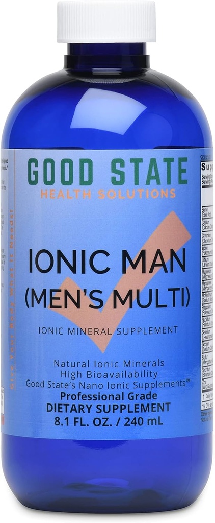 Bon État Ionique Homme , Liquid Ionic Multi Mineral , Vegan , Supplément alimentaire , 15 Minéraux différents (8 oz.)