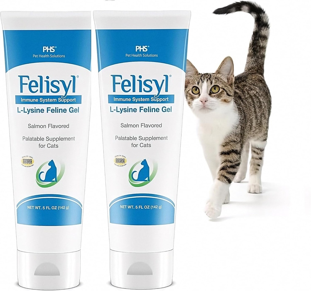 Gel L-Lysine pour chats (5oz) – Soutient la santé immunitaire, respiratoire et oculaire. Éternuement, nez runny et yeux aqueux. Saveur de saumon savoureux - Fabriqué aux États-Unis (2 pack)