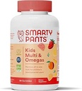 SmartyPants Gommies multivitamine pour enfants : Huile de poisson Oméga 3 (EPA/DHA), Vitamine D3, C, Vitamine B12, B6, A, K & Zinc pour le soutien immunitaire, Biotine, Sans gluten, Trois arômes de fruits, 90 Comte (22 jours)