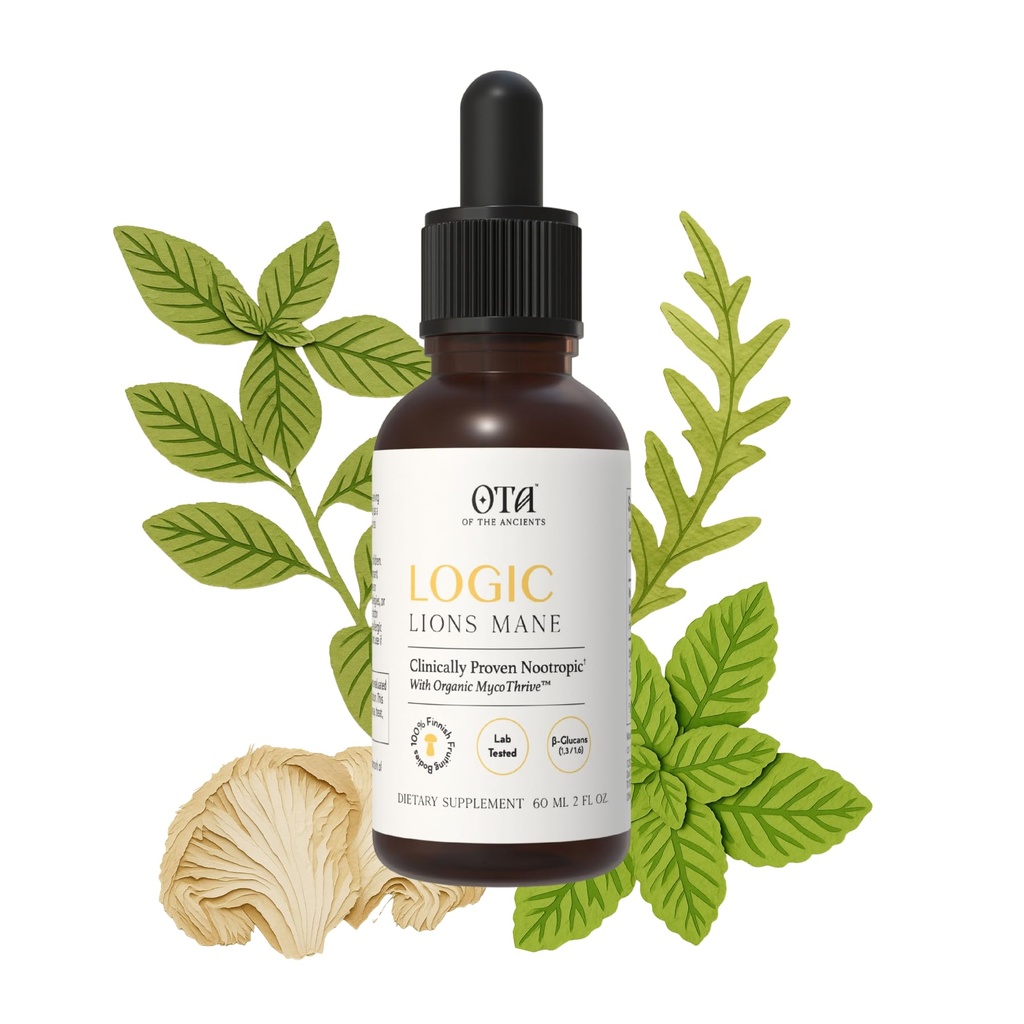 OTA Logic Lion’s Mane Tincture | Clinically Studied MycoThrive™ Liquid Drops for Focus, Memory & Mental Clarity | Fast Acting, Alcohol-Free, Non-GMO, Vegan, 2 Fl Oz