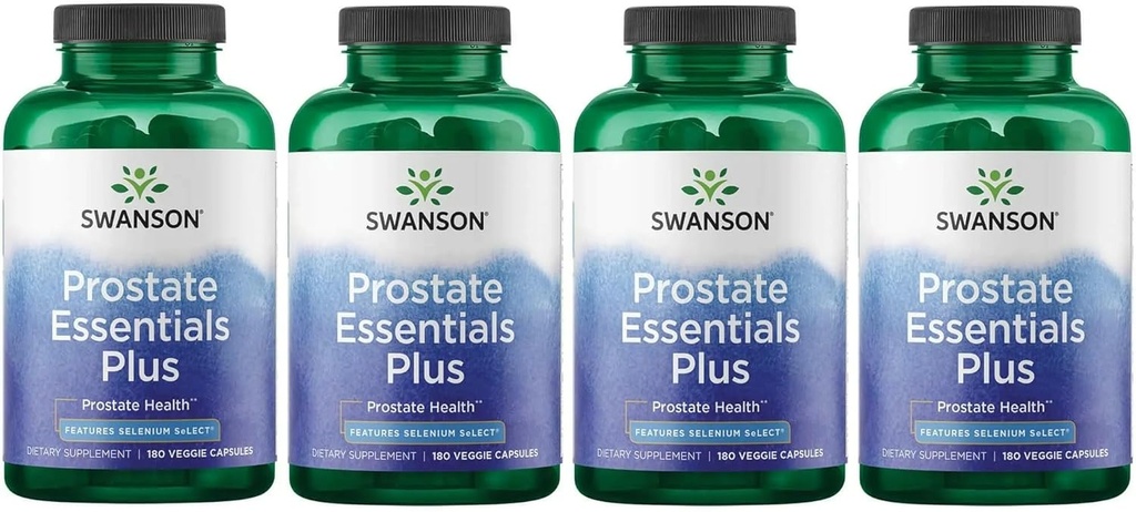 Swanson Prostate Plus - Supplément naturel pour les hommes favorisant un flux et une fréquence de trac urinaires sains - Soutenir la santé globale de la prostate - (180 capsules de Veggie) 4 Pack