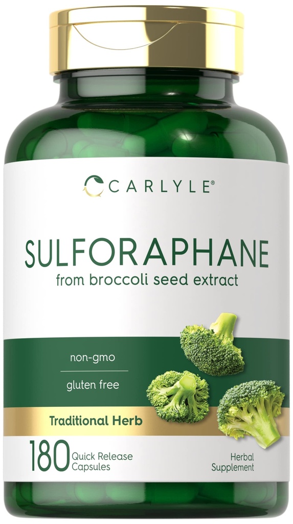 Carlyle Sulforaphane Supplement | 400 mcg | from Broccoli Seed Extract | 180 Capsules | Traditional Herbal Supplement | Non-GMO and Gluten Free Formula