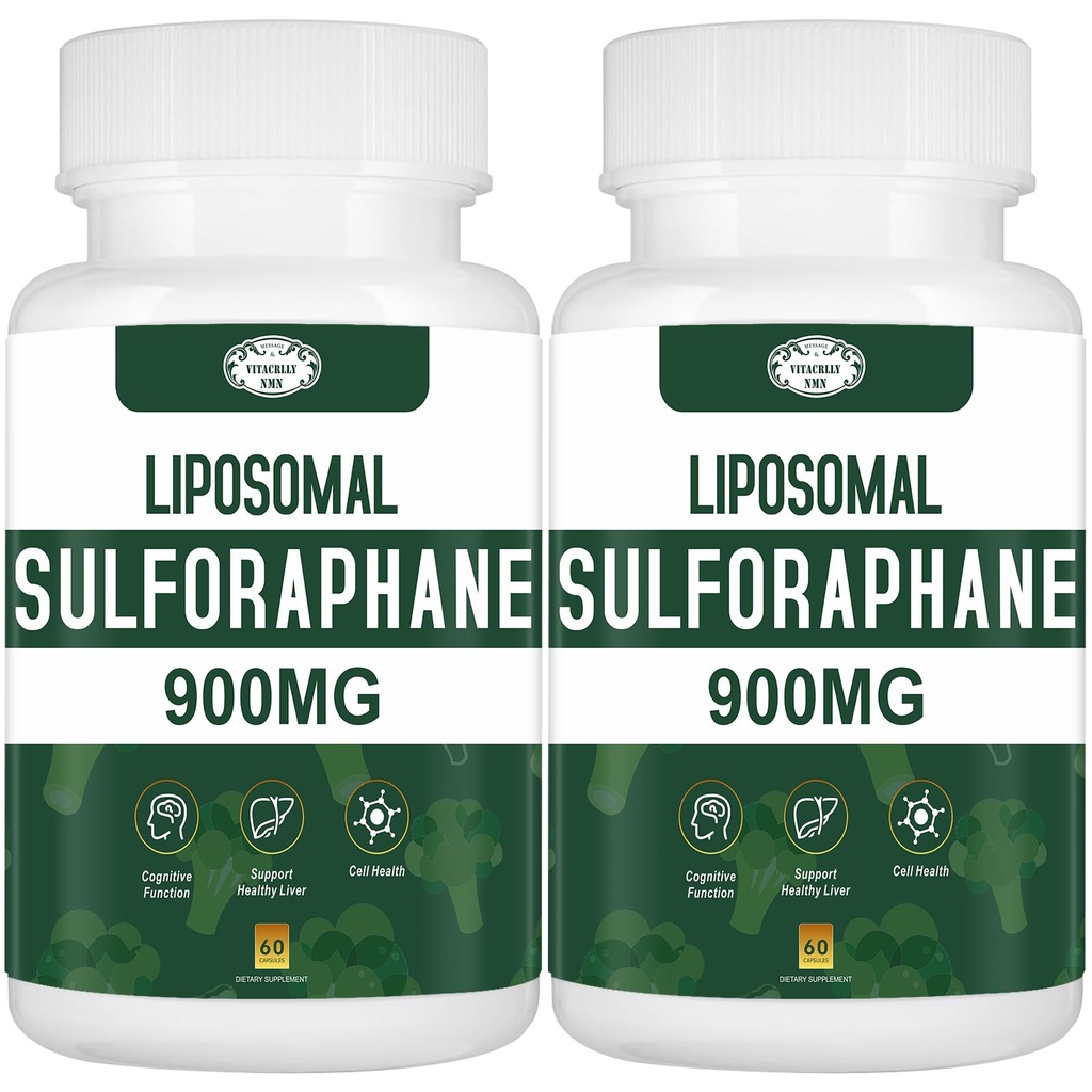 900MG Liposomal Sulforaphane Supplement Broccoli Extract, Liver Supplement for Antioxidant, Digestion, Cellular Health 120 Capsules