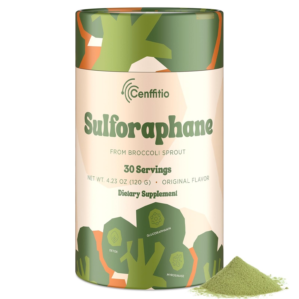 Sulforaphane Supplement from Broccoli Sprouts | NRF2 Activation, Antioxidant & Detox Support | Broccoli Sprout Powder for Myrosinase and Glucoraphanin | Vegan, High Absorption | 30 Servings
