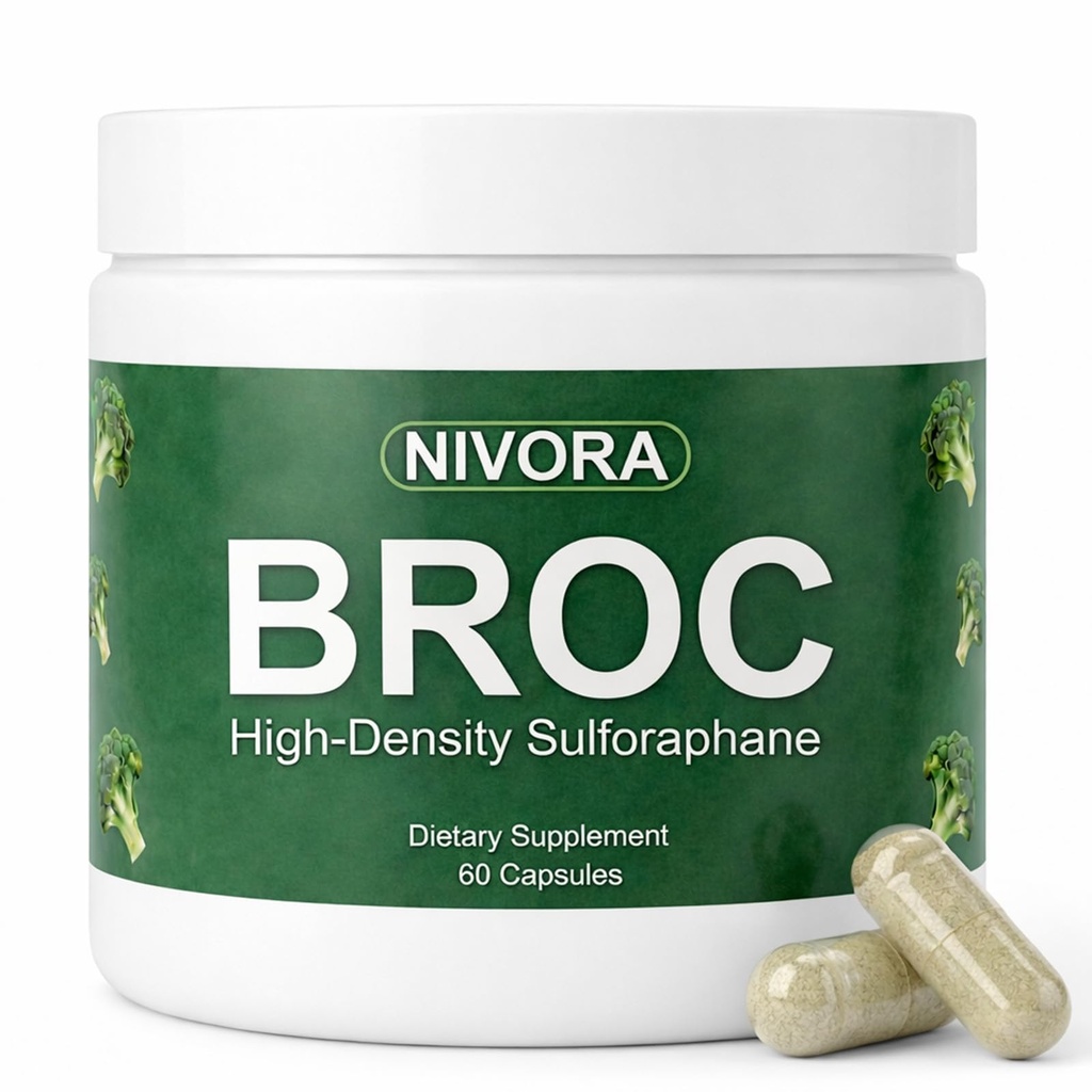 Nivora Broc High-Density Sulforaphane Supplement from Broccoli Sprouts – Immunity Support | Plant-Based Antioxidant Supplement | Supports Cellular Wellness & Overall Vitality