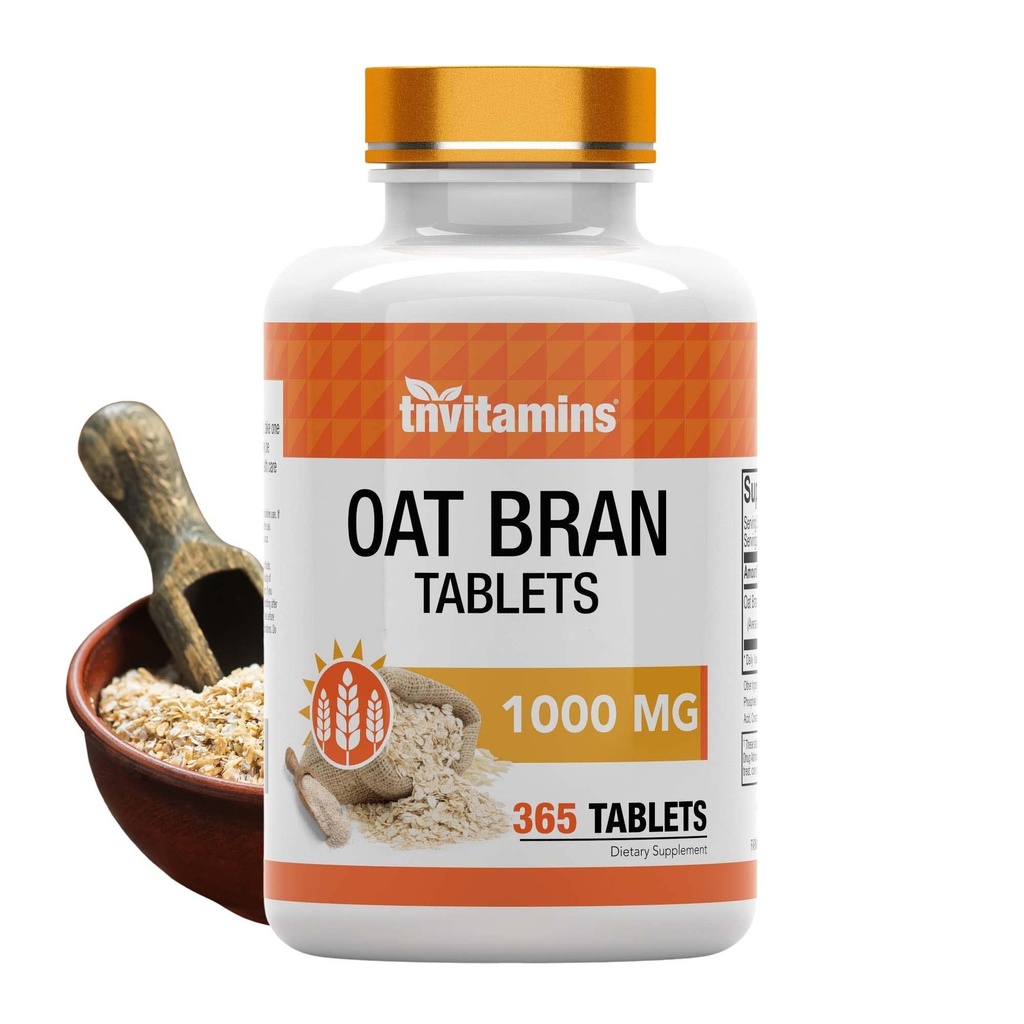 Tnvitamins Comprimés d'avoine Bran 365 Comprimés x 1 000 MG par Comprimé Comprimés de fibre d'avoine Soluble et supplément de fibre alimentaire peuvent soutenir la santé digestive