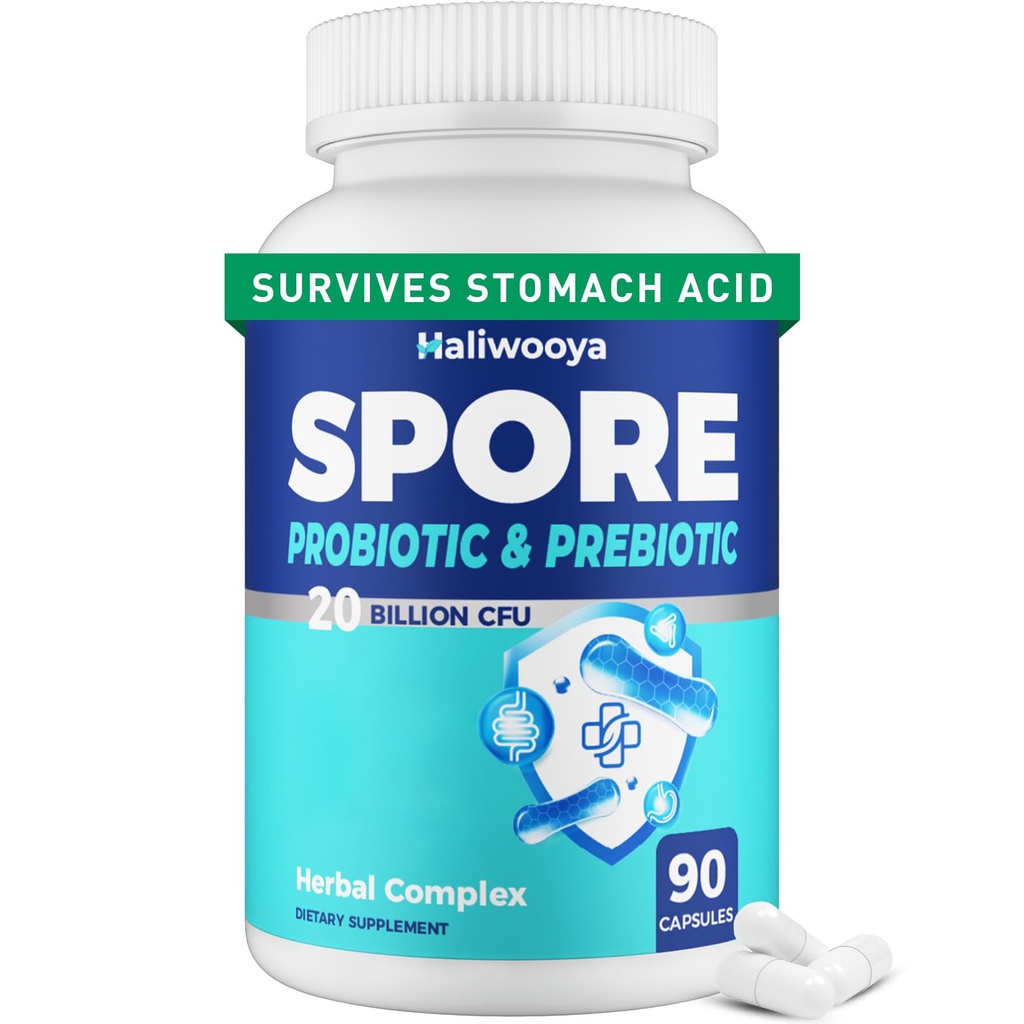 100% Spore Probiotic, 20 Billion CFU Spore Based Probiotics for Women & Men, No Refrigeration & Vegan, 90 Capsules