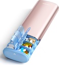 Vaydeer 7 jours organisateur hebdomadaire de pilules 2 fois par jour, cas de pilule de voyage de Pm de métal, grande capacité deux fois par jour boîte à pilules mignons pour suppléments, pilules, vitamines et médicaments (rose or)