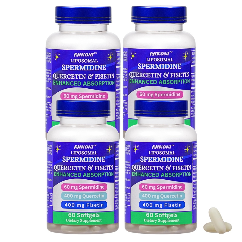 Liposomal Spermidine, Quercetin, Fisetin 860mg Supplement for Healthy Aging, Cellular Renewal, Cognitive Function 240 Softgelss