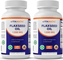 Vitamatic 2 Pack Huile de lin 1200mg 120 de graines de lin pressé à froid - 675 mg d'acides gras ALA Oméga 3 pour améliorer la santé cardiaque