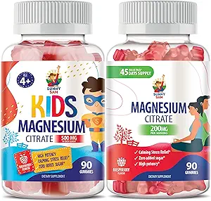 Gummies Magnésium pour les enfants et les adultes - Calme Magnésium Chews - Supplément à croquer Magnésium Citrate pour l'humeur et le soutien musculaire
