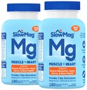 SlowMag Muscle & Heart Magnesium Chloride Supplement with Calcium, 180 Count, Supports Muscle Relaxation, Heart, Nerve & Bone Health, High Absorption (Pack of 2)