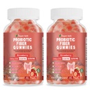 Probiotic Fiber Gummies for Adults, No Sugar Added Strawberry Flavor– 2 Billion CFUs –Vitamin C,Vitamin D–Digestive Health & Regularity Support(120 Count)