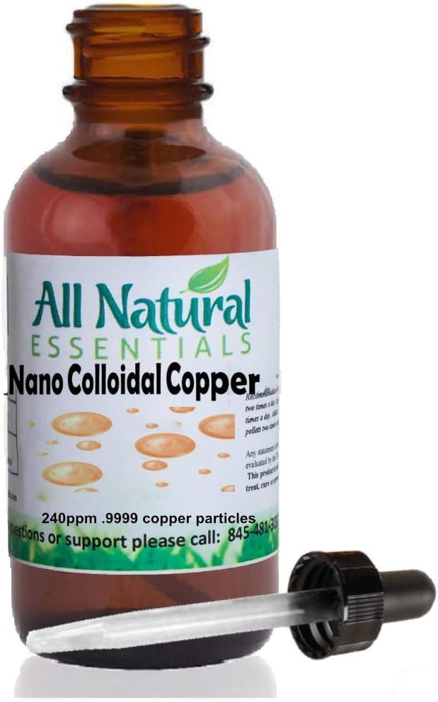 Nano Colloïdal Minéraux Supplément liquide Colloïdal Cuivre Minéral 2oz 240ppm Bouteille Kosher Cuivre tout naturel pour adultes, hommes, femmes, enfants (Dropper)