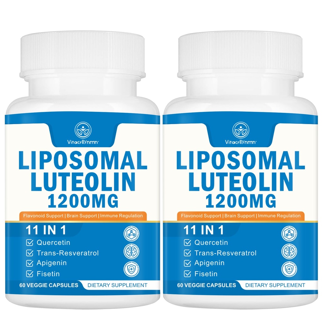 1200MG Liposomal Luteolin Supplement - Maximum Absorption, Antioxidant Boost for The Brain 120 Capsules