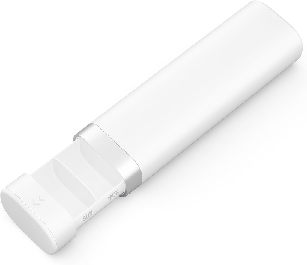 Organisateur hebdomadaire de pilules Odaro, Boîte à petites pilules 7 jours, Boîte à organisateur quotidien de médicaments, 7 compartiments pour tenir la médecine, la vitamine et le supplément - blanc