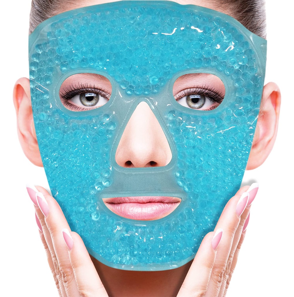 ZNÖCUETÖD Cold Face Eye Mask Ice Pack Reduce Facial Puff, Dark Circles, Gel Perles Hot Heat Cold Compresse Pack, Face SPA pour les femmes qui dorment, pression, maux de tête, soins de la peau, post-laser[Blue]