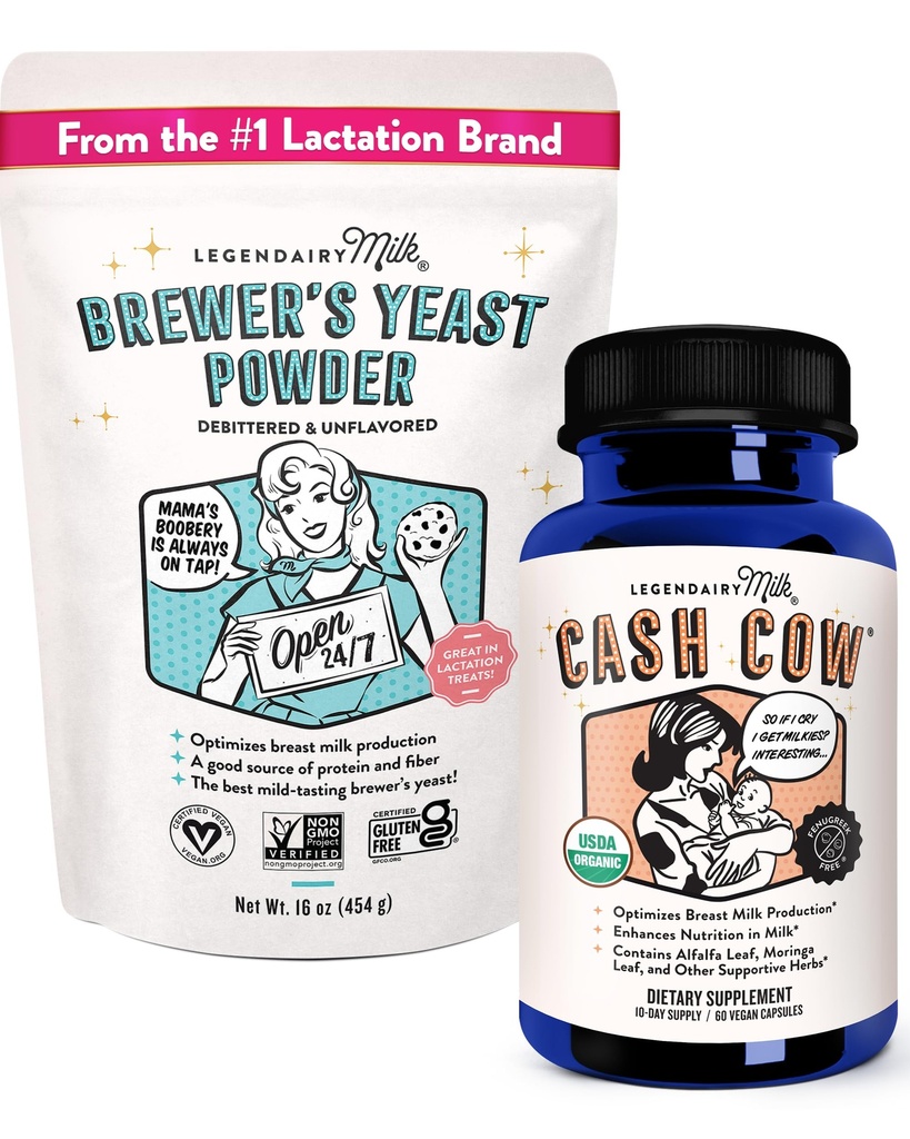 Legendairy Lait Cash Cow + Brewer's Yeast - Supplément d'allaitement pour l'augmentation de l'offre de lait - Sans fenugrec, sans OGM et sans gluten