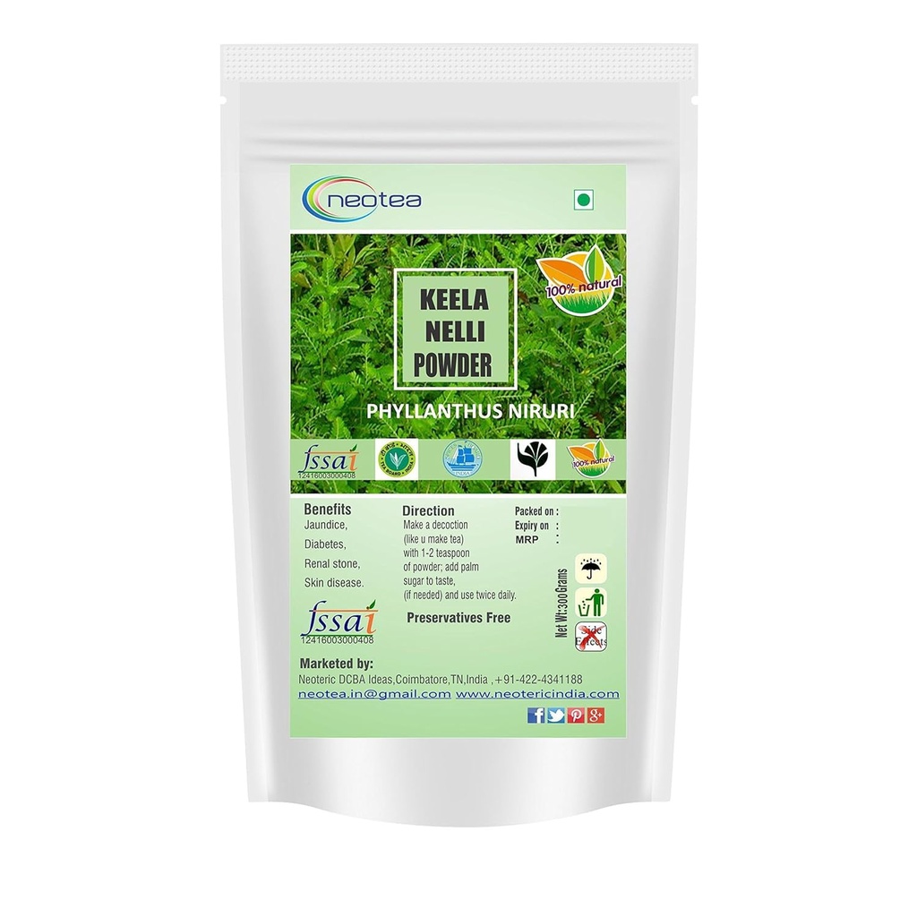 neotea Bhumiamalaki Powder | Phyllanthus Niruri | Keelanelli | Chanca Piedra | Bhumi Amla | Herbal Supplement | Gluten Free | No Preservatives | 100% Natural | Non-GMO (100 GM(3.52 OZ))