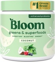 Bloom Nutrition Superfood Greens Poudre, enzymes digestives avec probiotiques et prébiotiques, Gut Health, Bloating Relief pour les femmes, Chlorella, Mélange de jus vert avec poudre de racine de betterave, 30 SVG, noix de coco