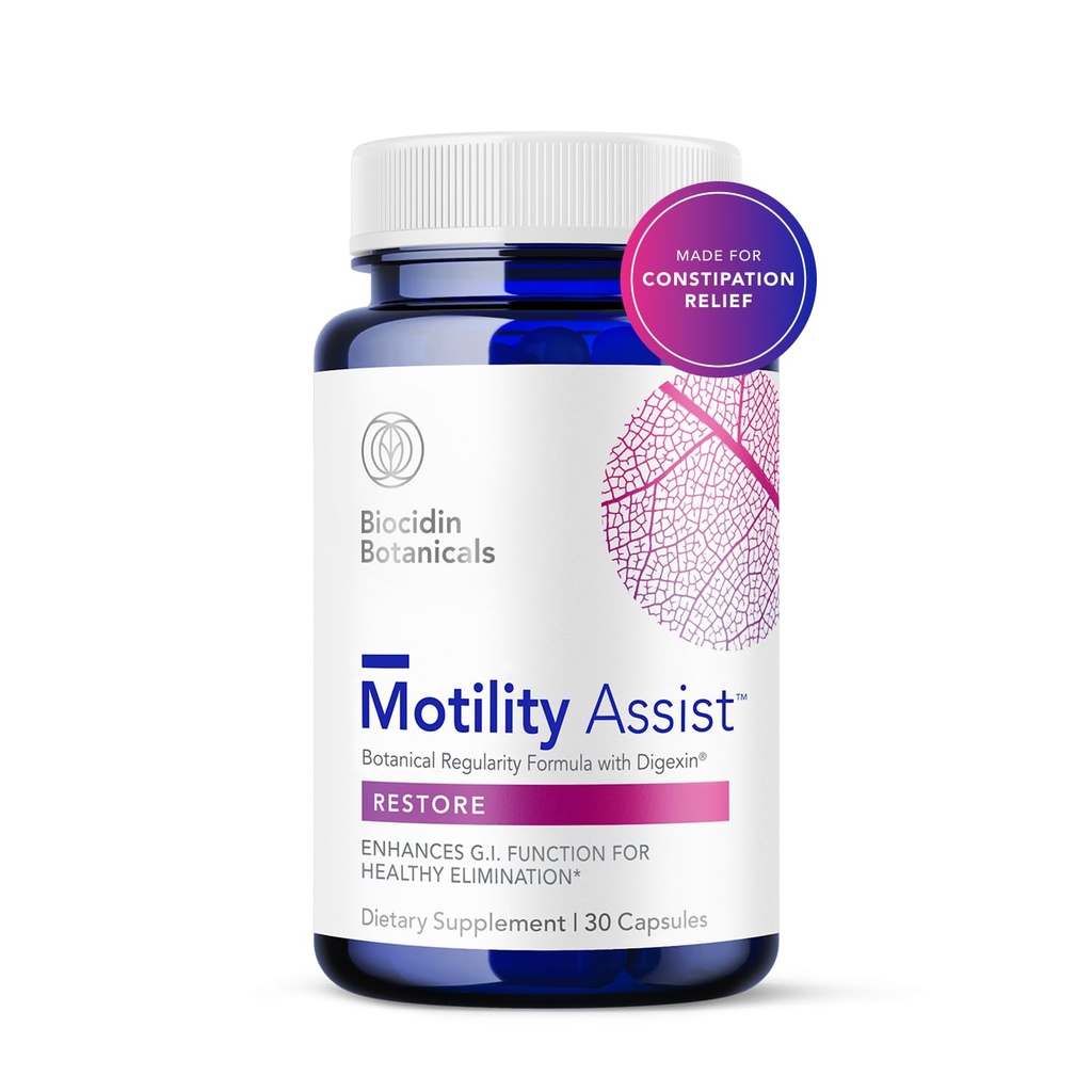 Biocidin Motility Assist - Gut Motility Supplement & Activator - Gut Health Regularity Formula with Digexin - Non-Laxative for Constipation Relief & Gas and Bloating Relief (30 Count)