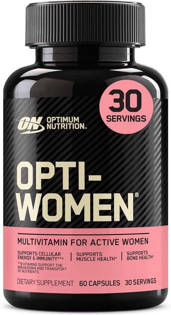 Optimum Nutrition Opti-Women Daily Multivitamin for Women, Immune Support Supplement With Iron, 30 Day Supply, 60 Count, (Packaging May Vary)