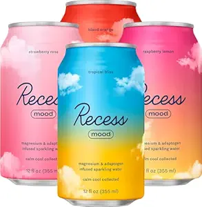 Recess Mood Magnésium & Adaptogen Boissons, Relaxation Boissons, 12 Once (Paquet de variétés d'échantillonneur de Paradise, 12 Pack)