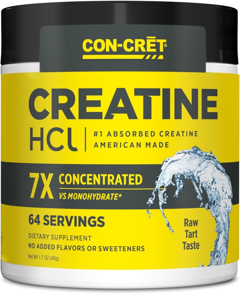 CON-CRET Creatine HCl Powder (en anglais seulement) Muscle, Cognitive, Cellular Energy Support (en anglais seulement) Pas de ballonnement ou de crampes (en anglais seulement) USA Made & NSF Certified (64 Servant)