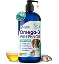 Huile de poisson liquide pour chiens avec acides gras oméga 3, 6 et 9, prise sauvage d'Islande, supplément de peau et de manteau pour Shedding, peau démangeaison, allergies, santé du cerveau et du coeur, riche en EPA + DHA - 32 oz