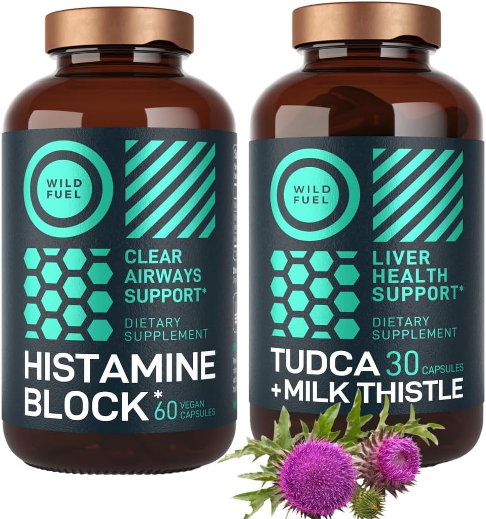Suppléments pour blocs d'histamine WILD FUEL et TUDCA avec nettoyage du chardon de lait et ensemble de désintoxication